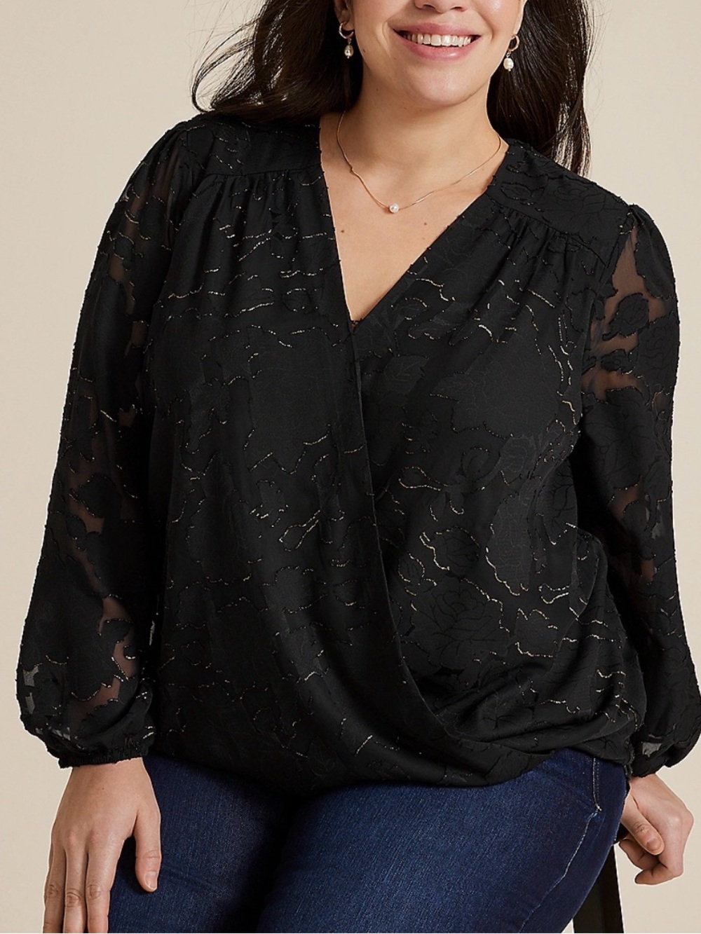 Maurices Black Blouse with Metallic Gold Accents NWT size 1x